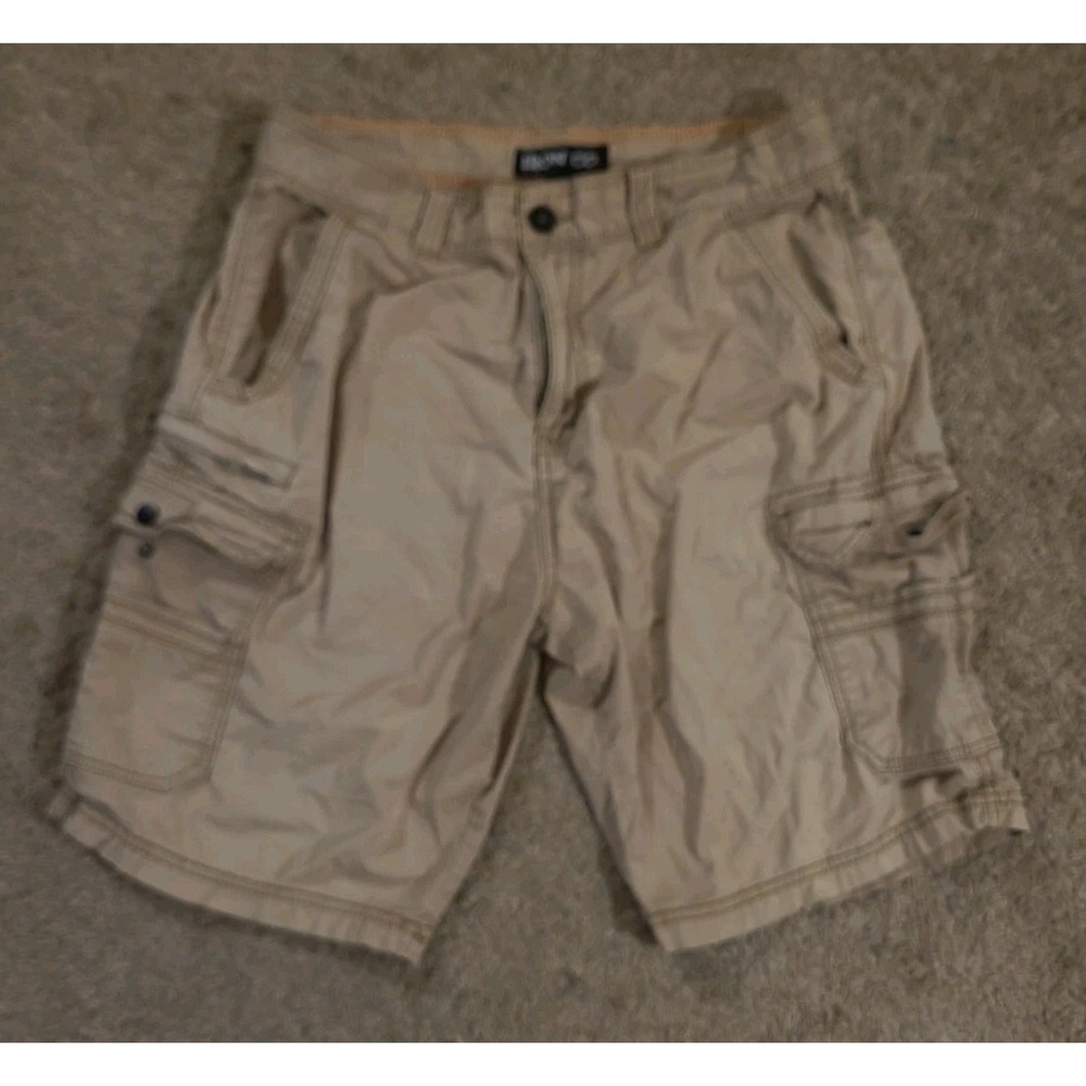 Iron Co Shorts Mens 34 Beige Cargo 10 Inch Inseam Cotton Stretch Preppy Casual